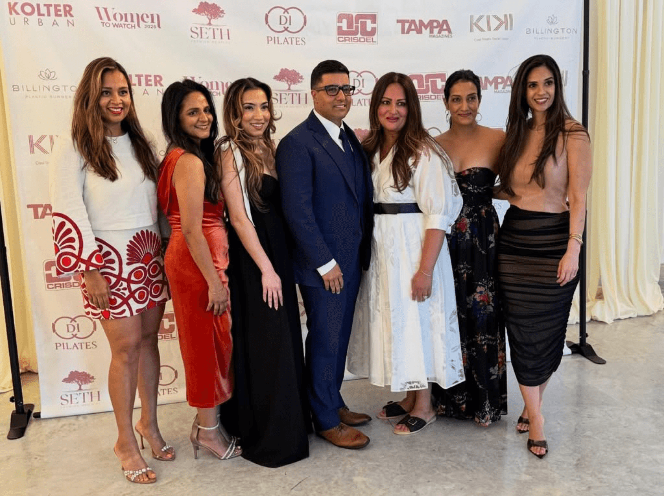 Dr. Rishi Seth and Neera Seth with honorees at the Tampa Magazine Women to Watch 2026 event