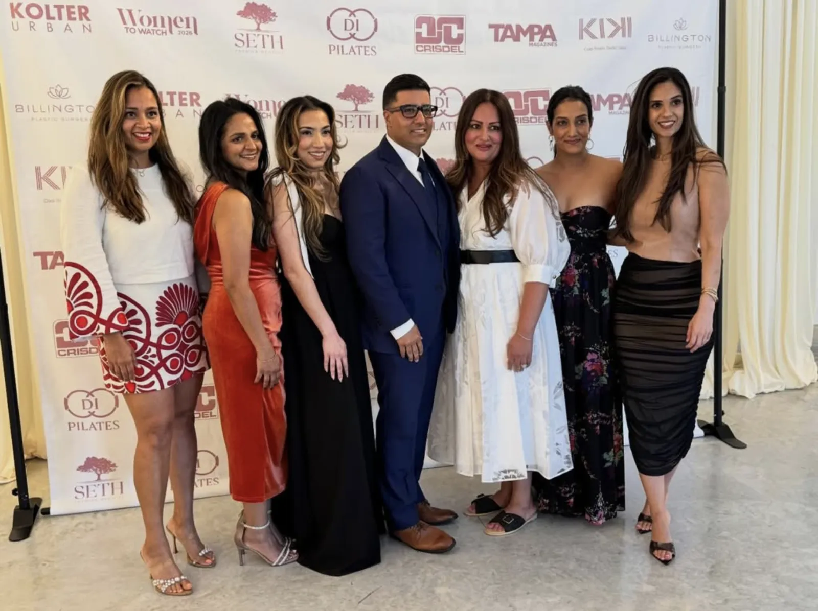 Dr. Rishi Seth and Neera Seth with honorees at the Tampa Magazine Women to Watch 2026 event