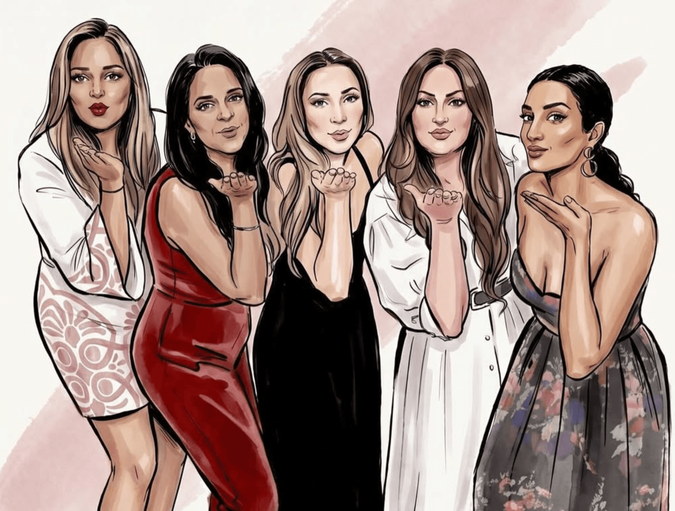 Playful illustration of the Tampa Magazine Women to Watch 2026 honorees blowing kisses