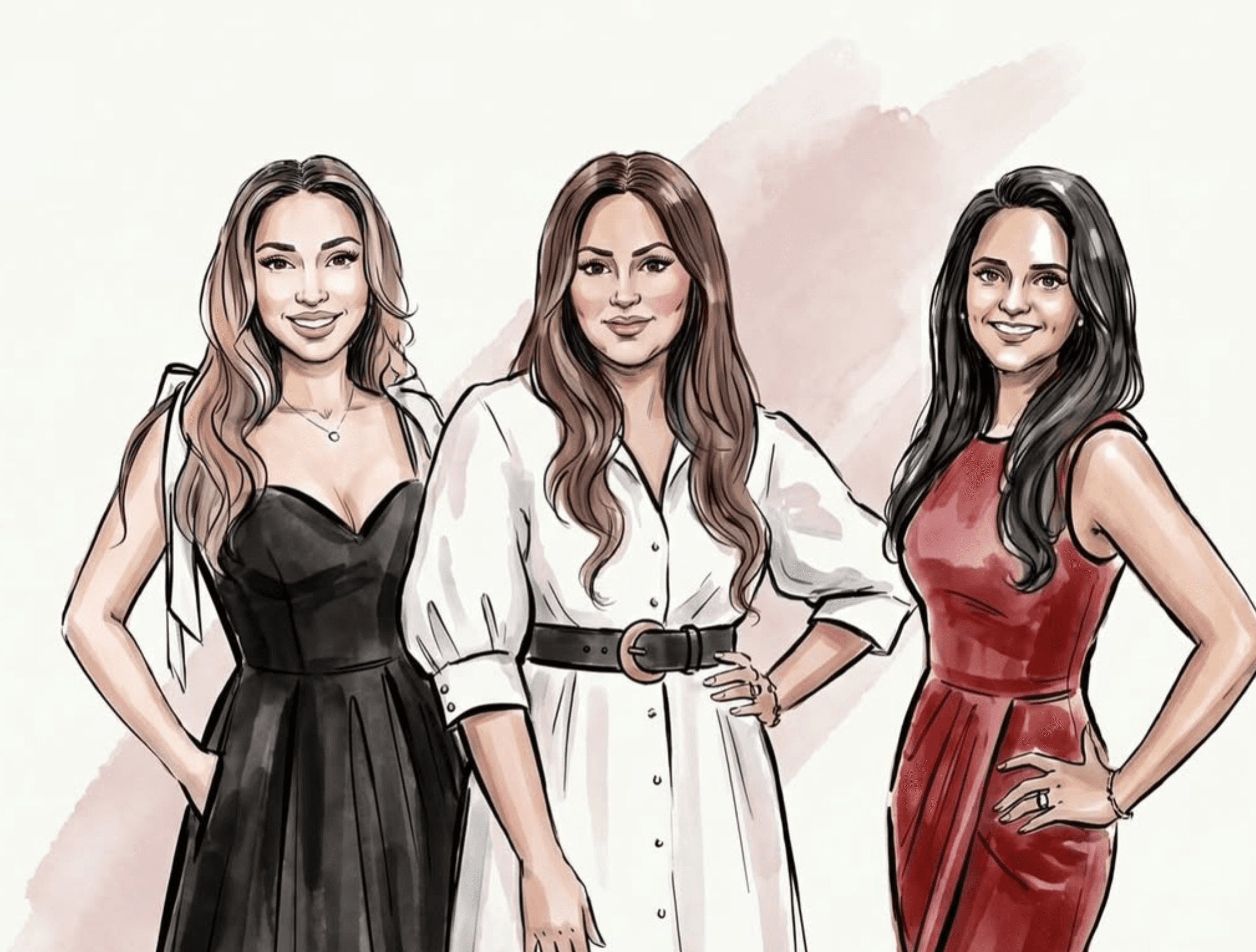 Illustration of Neera Seth with fellow Tampa Magazine Women to Watch honorees