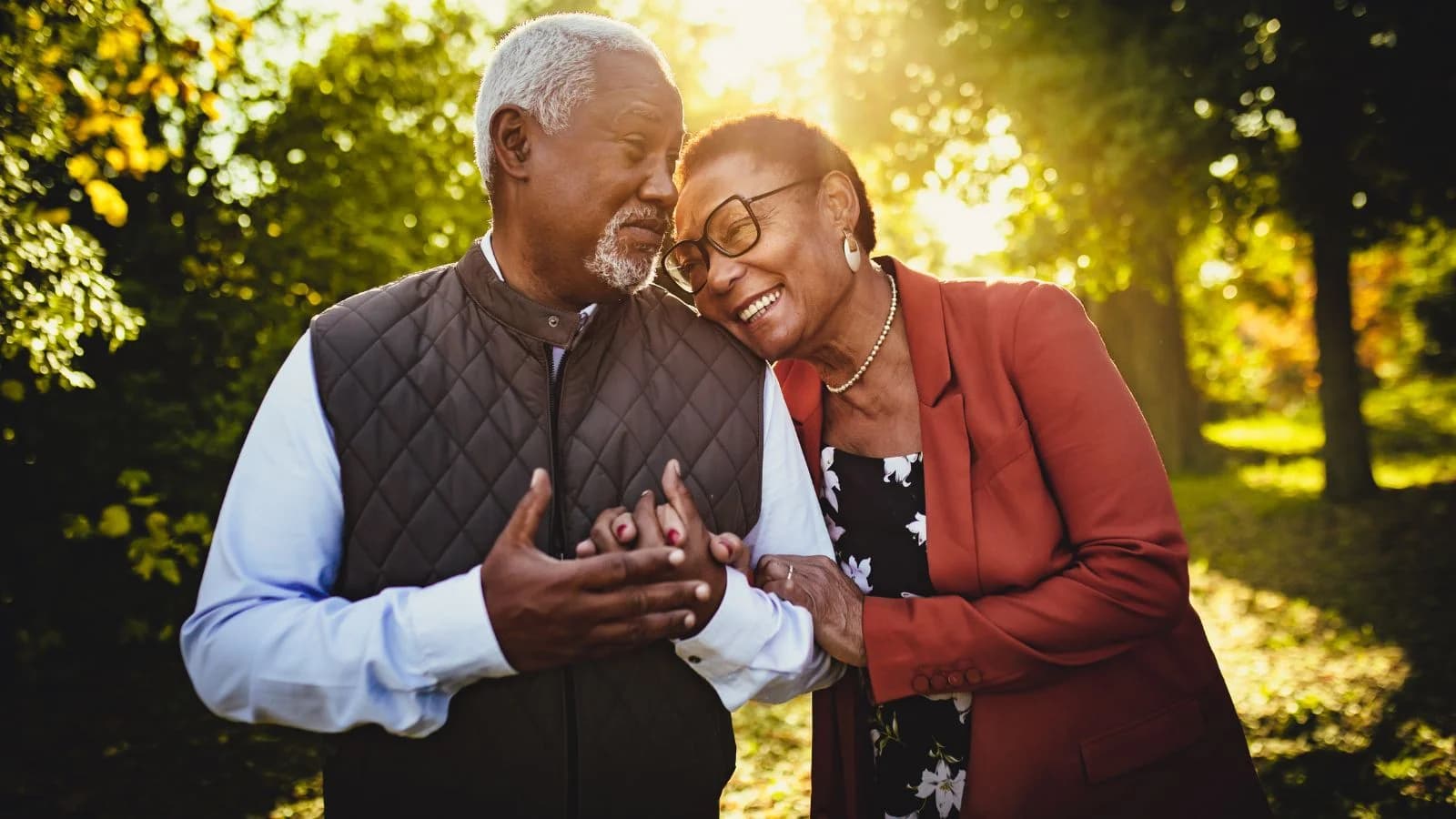 An older couple enjoying healthy, active years together outdoors in Tampa