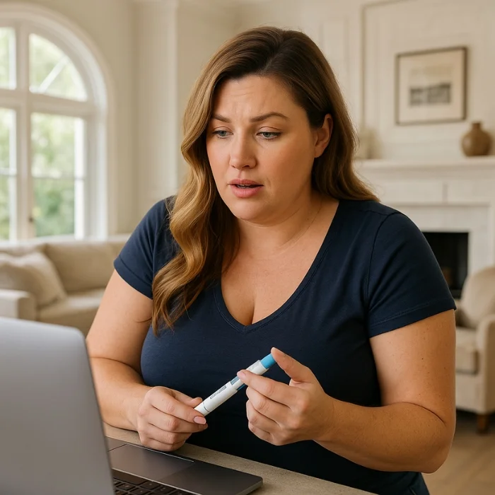 Patient having a telehealth weight‑loss check‑in with Dr. Seth in Tampa, Florida